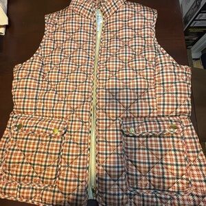 Plaid Quilted Vest with Pockets
